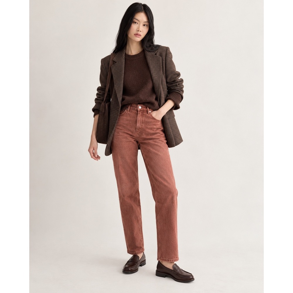 Everlane The Way-High Jean Tall Terracotta Red Brown Straight Leg 26